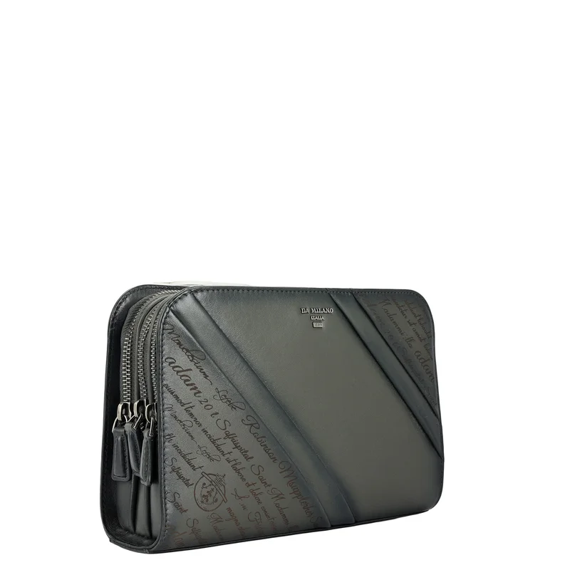 Da Milano Grey Signato Leather Multi Pouch - Grey  | Best Price UAE